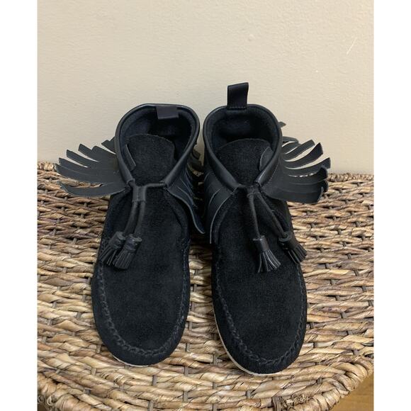 rag & bone “Ghita” Suede/Leather Fringe Moccasin Bootie SZ 8/8.5 US Black - Picture 2 of 9